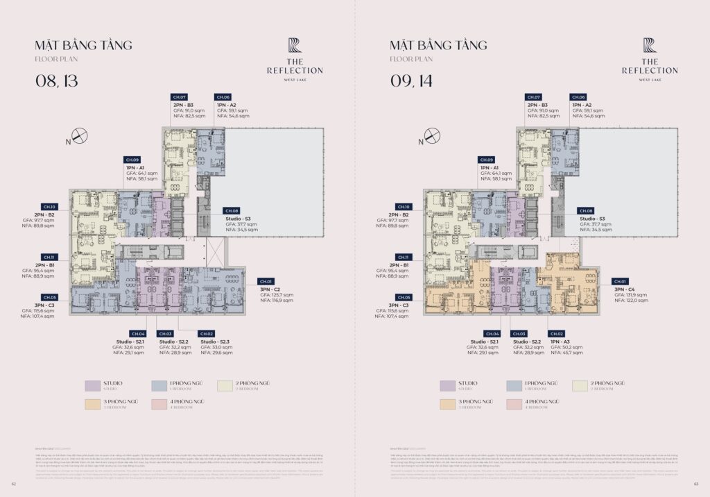 Mặt bằng căn hộ The Reflection West Lake